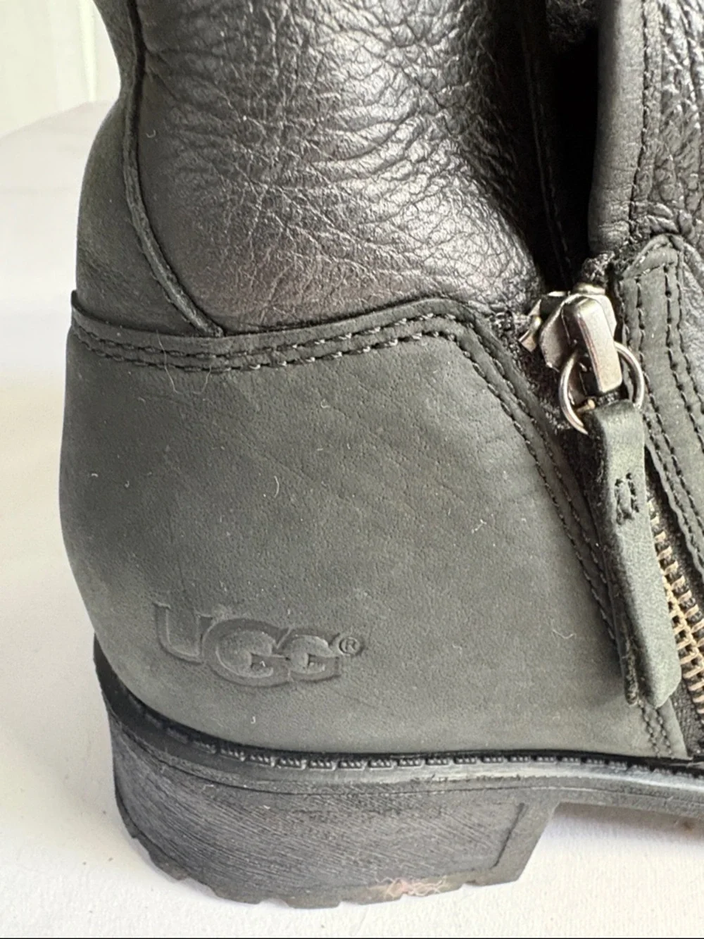 UGG Black Leather Women's Ankle Zip Booties 7